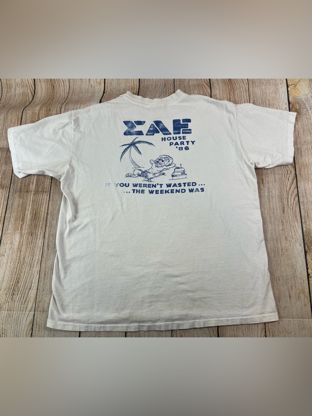 Vintage 80s Sigma Alpha Epsilon Fraternity House Party T Shirt Size XL